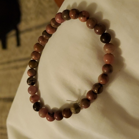 Rhodonite Handmade Stretch Bracelet - Picture 4 of 5
